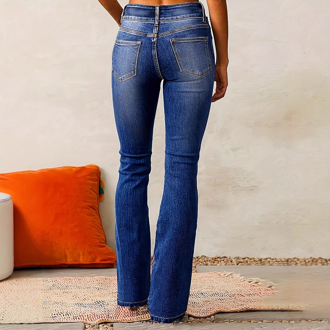 Damen High-Waist Flared Jeans Sovae