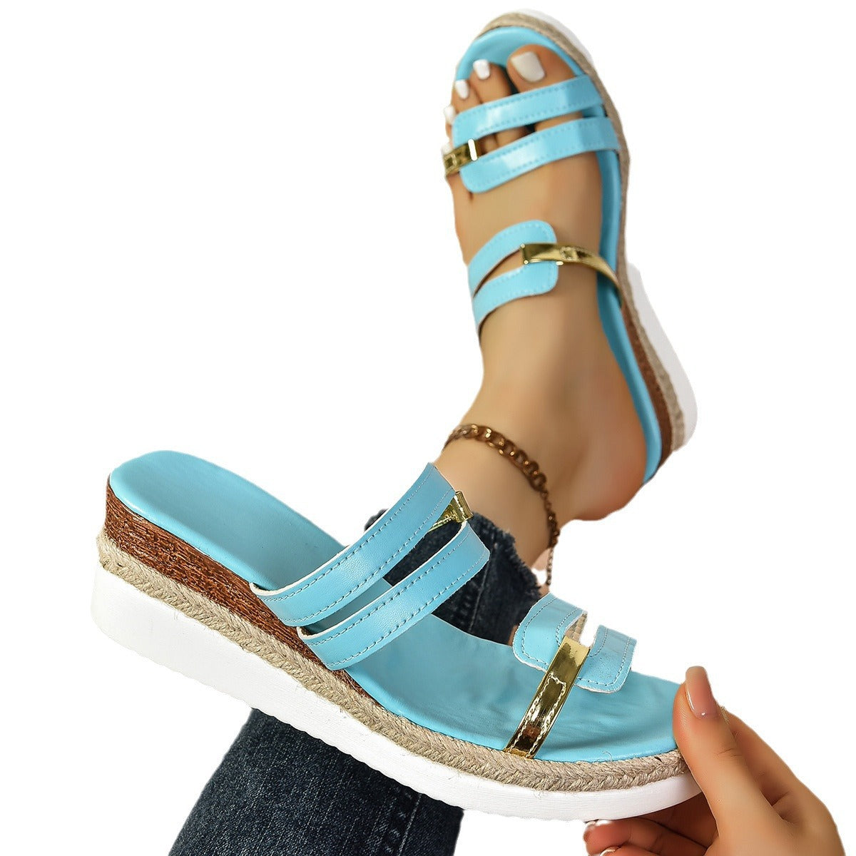 Damen Komfortable Espadrilles mit modischen Riemen und atmungsaktivem Fußbett Sovae