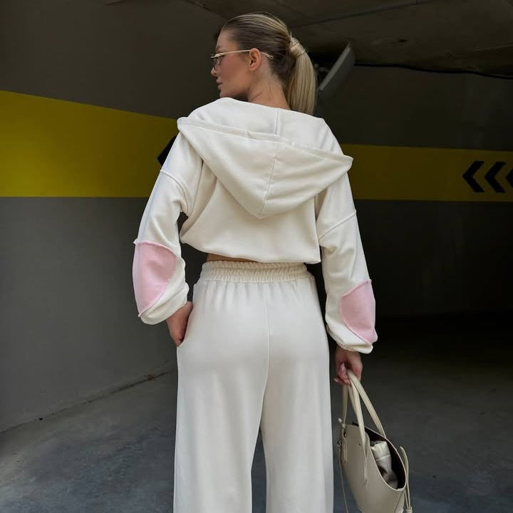 Damen Sportlicher Zweiteiler mit cropped Oberteil und weitem Schnitt Sovae