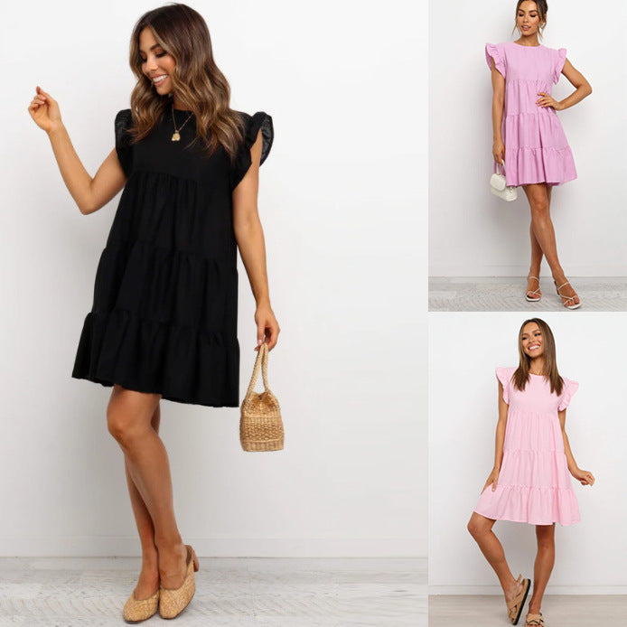 Damen Rüschentier Sommerkleid Sovae