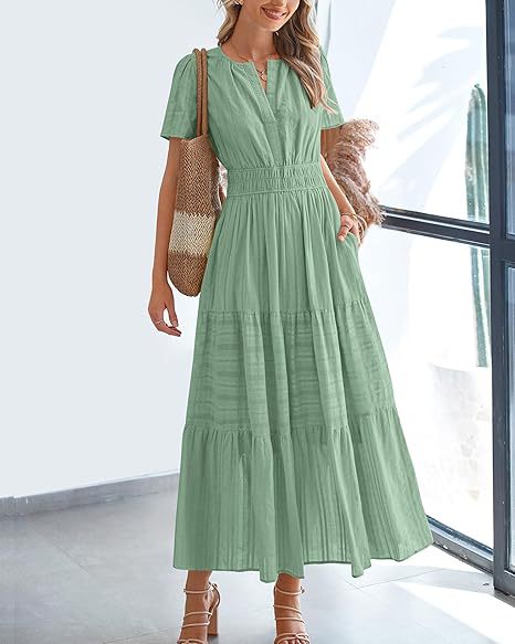 Damen Maxikleid mit voluminösem Rock Sovae