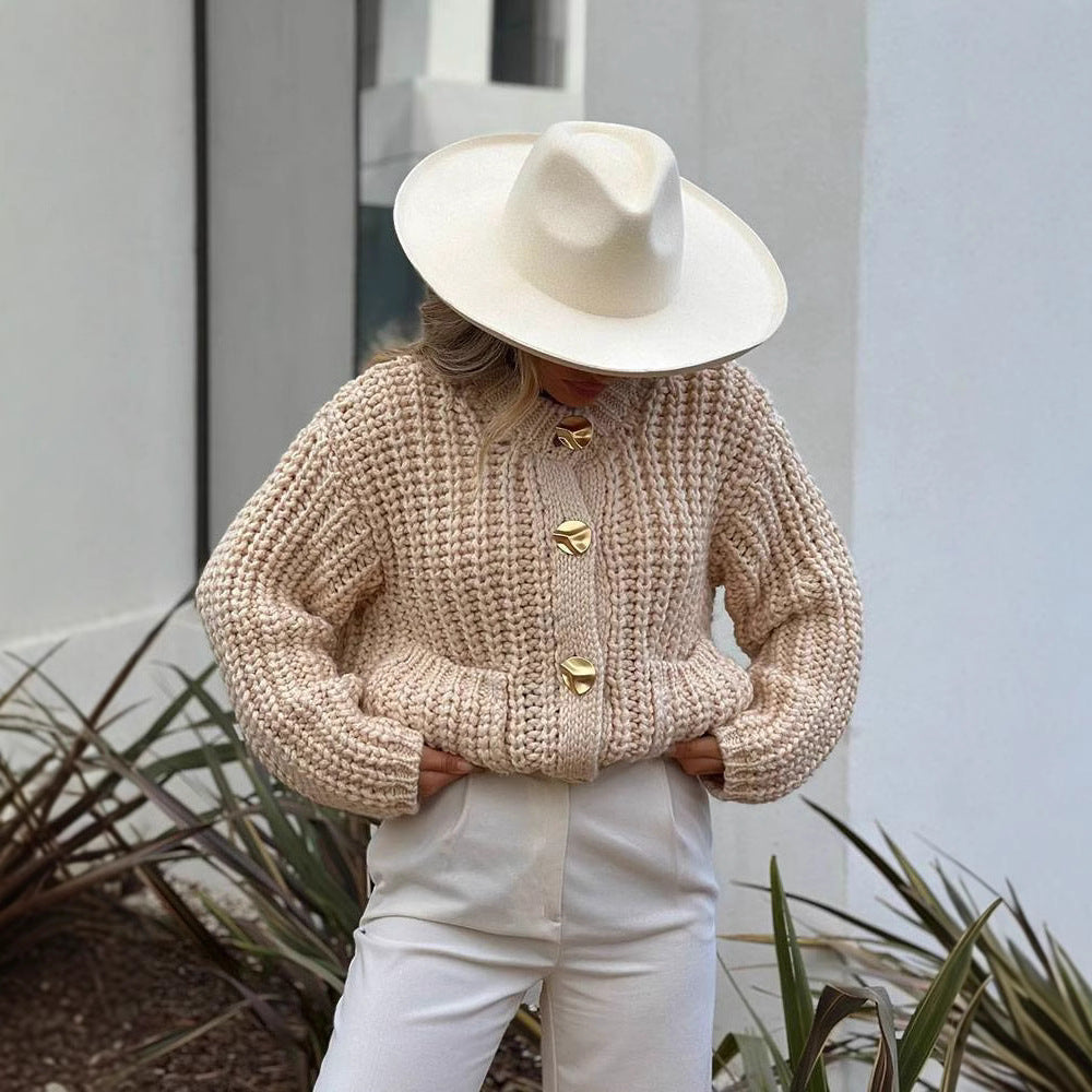 Damen Strickjacke mit nachhaltigen Materialien und dekorativen Knopfdetails Sovae