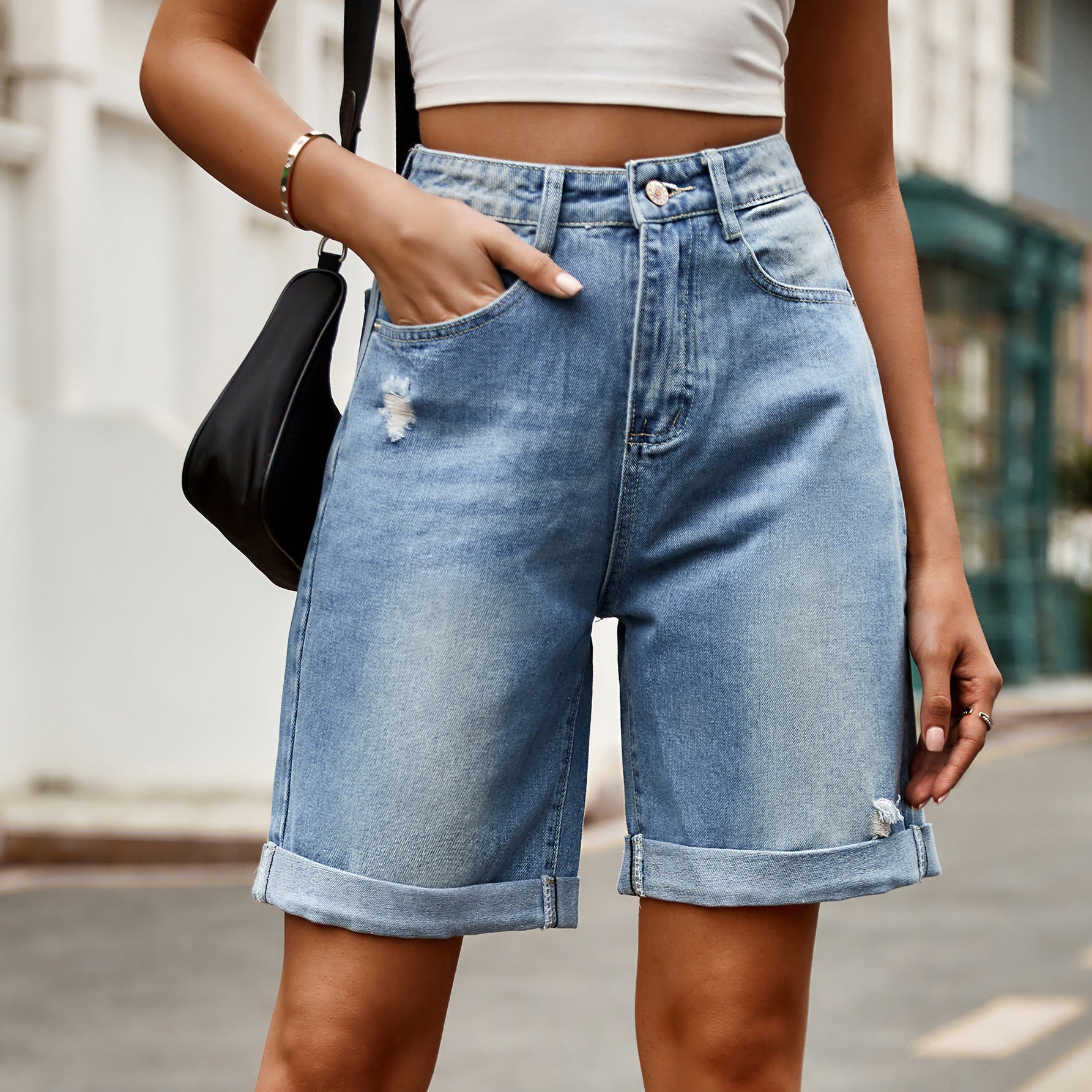 Damen Modische Denim-Shorts Sovae