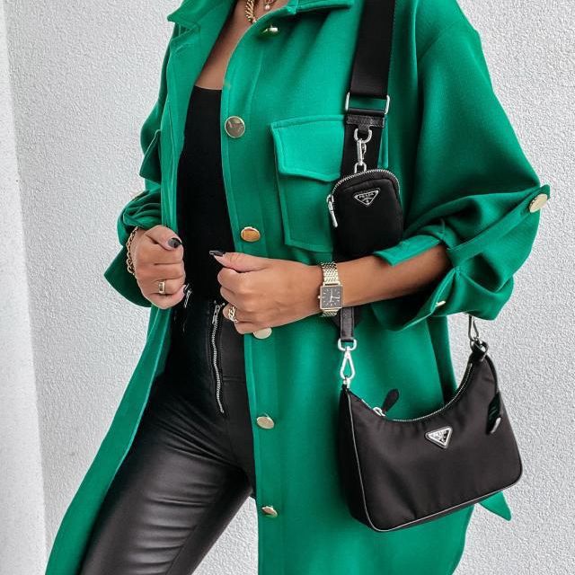 Damen Oversized Hemdblusenjacke Sovae