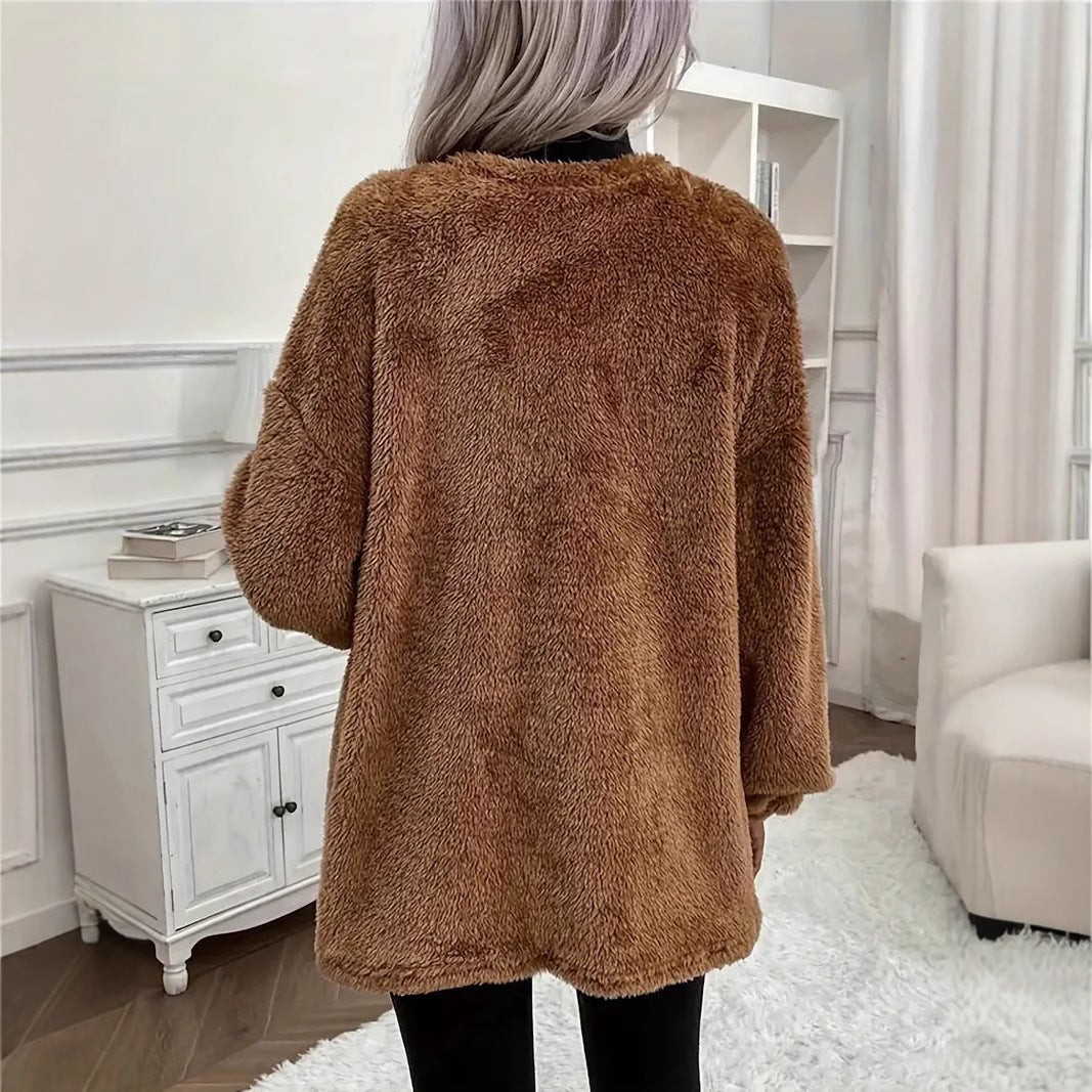 Damen Fuzzy Freizeitjacke Sovae