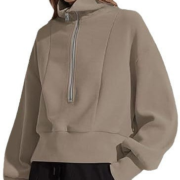 Damen sportlicher Zip-Pullover mit hohem Kragen Sovae