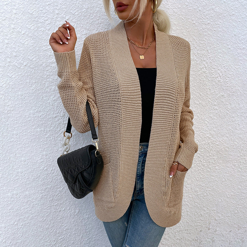 Damen Strickjacke mit lässiger Passform und offenen Taschen Sovae