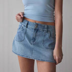 Damen Jeansrock mit hohem Bund und praktischen Fronttaschen Sovae