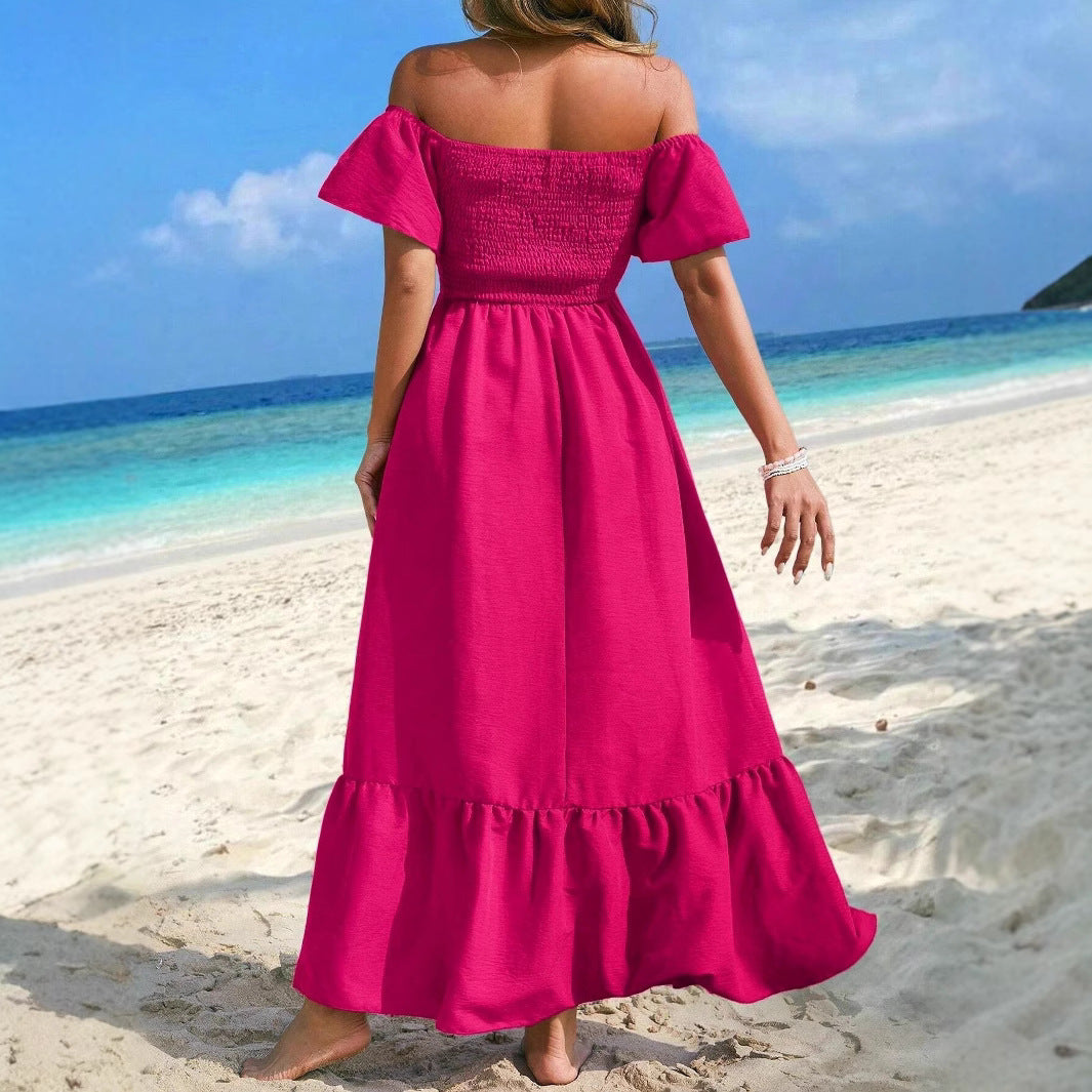 Damen Maxikleid mit schulterfreier Silhouette Sovae