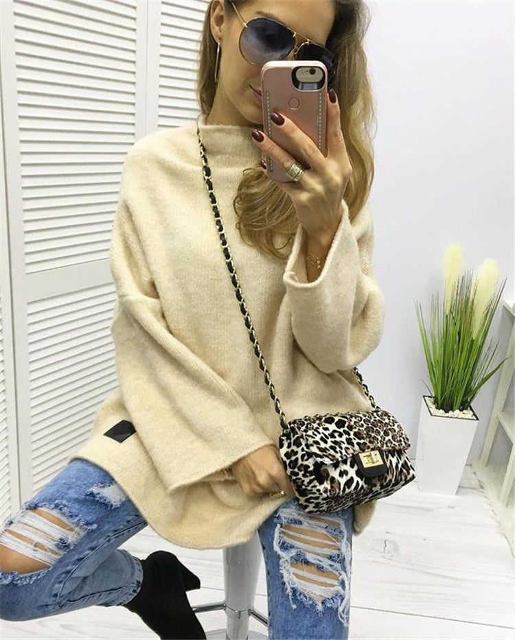 Damen großzügig geschnittener Strickpullover mit weitem Bündchen und modischem Schnitt Sovae