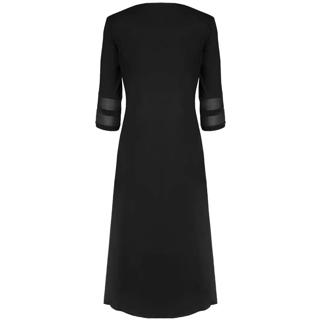 Damen lässiges Maxikleid mit durchscheinenden Ärmelabschlüssen Sovae