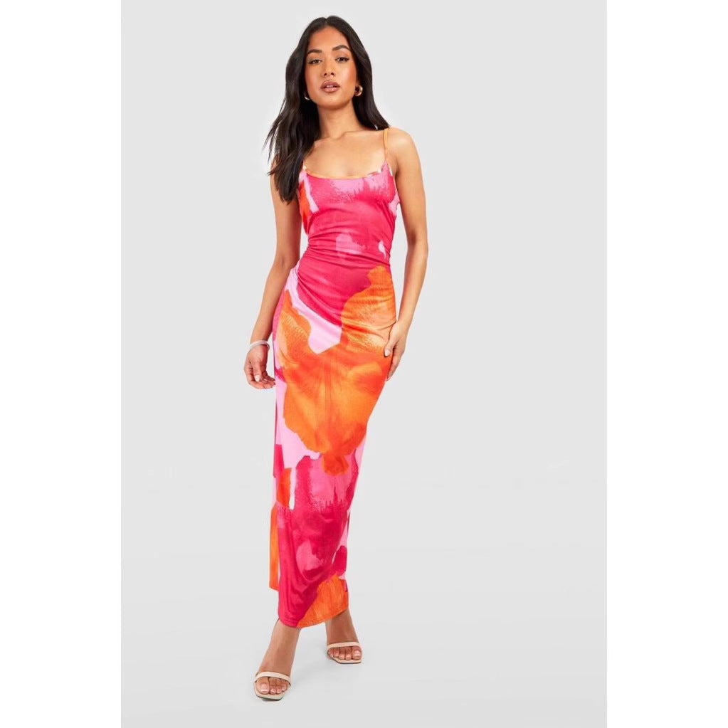 Damen A-Linie Blumen Maxikleid Sovae