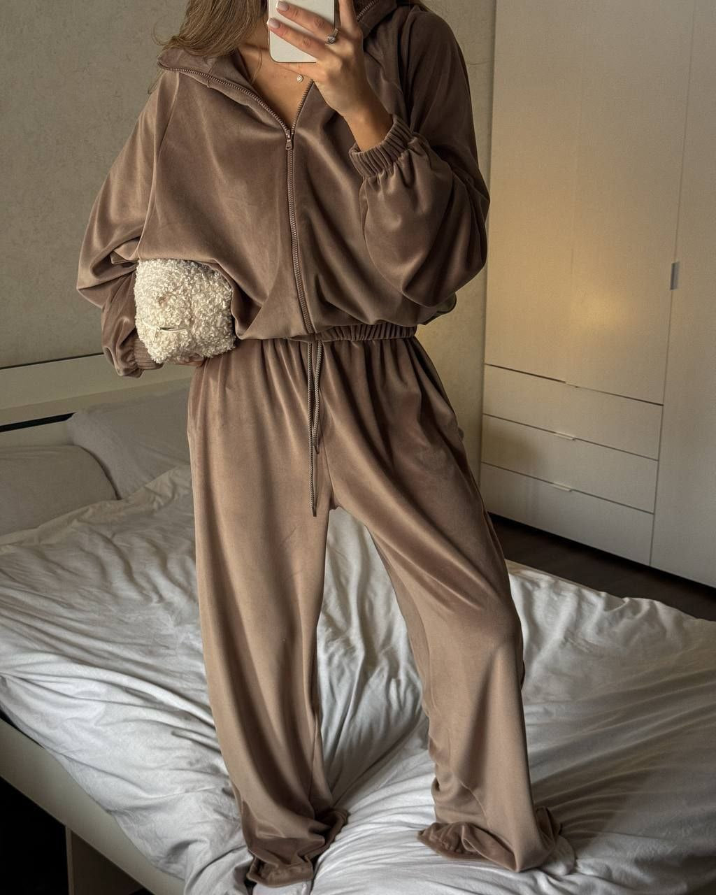 Damen Sportliche Fleece Loungewear-Anzug Sovae
