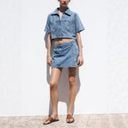 Damen Denim Miniröcke mit asymmetrischem Schnitt Sovae