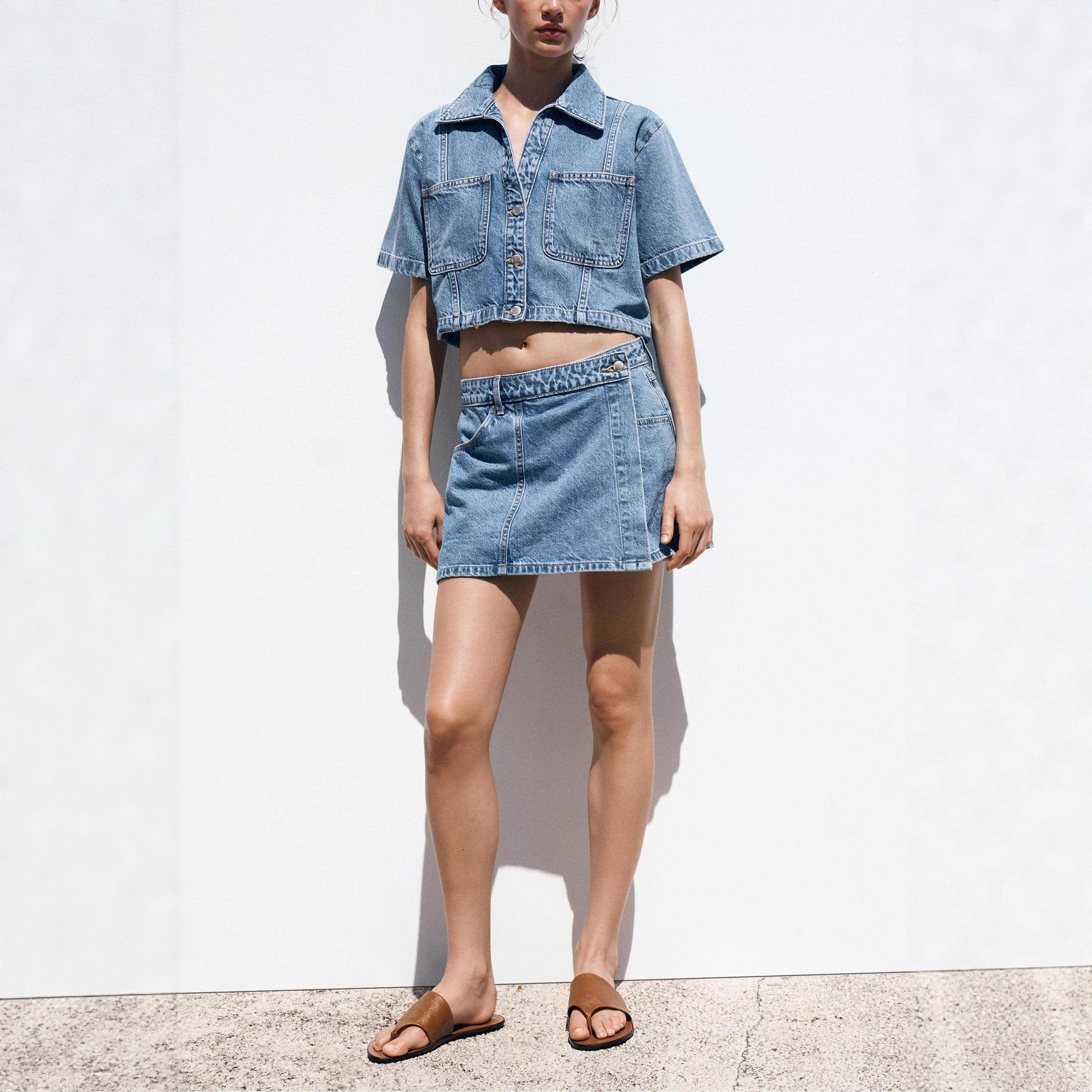 Damen Denim Miniröcke mit asymmetrischem Schnitt Sovae