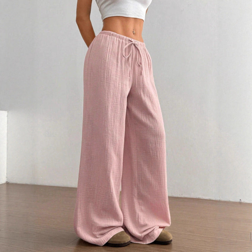 Damen Luftige Palazzo-Hose mit elastischem Bund Sovae