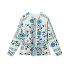 Damen leichte Bluse mit floralem Muster und dekorativem Bindegürtel Sovae