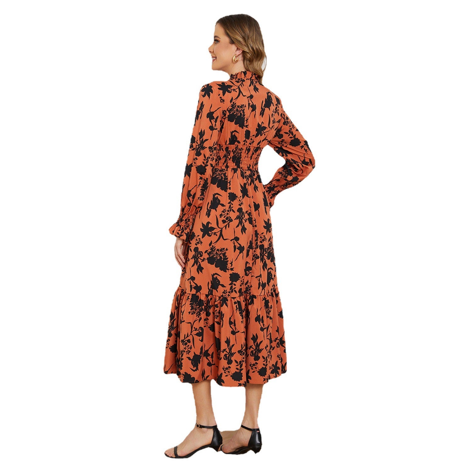 Damen Midikleid mit schmeichelhaftem Schnitt und floralem Design Sovae