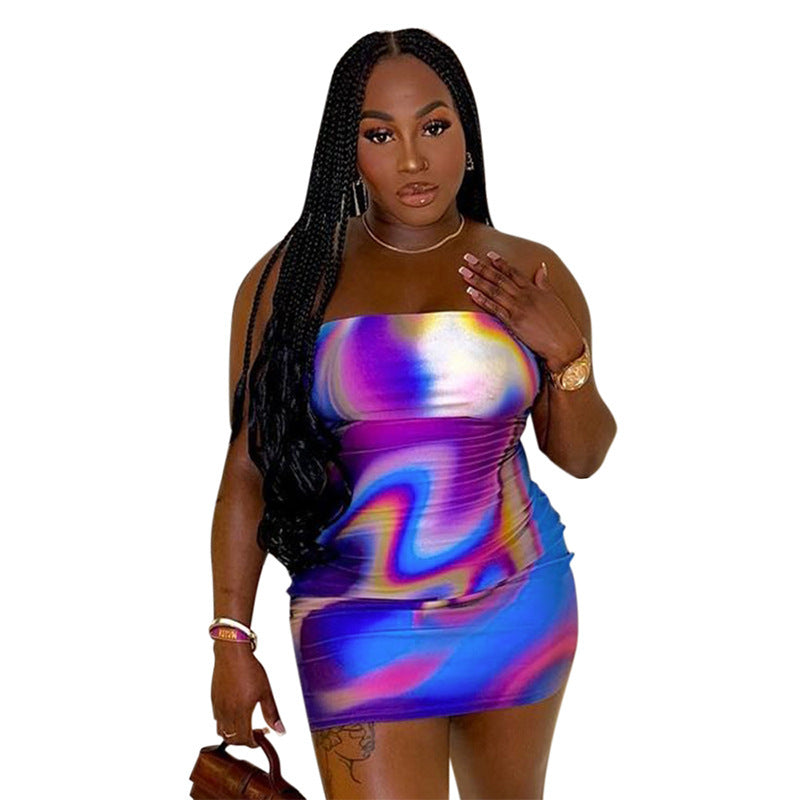 Damen figurbetontes Bandeau-Kleid mit einzigartigem Grafikdruck Sovae