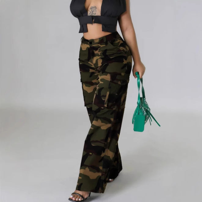 Damen Cargo-Hose mit weitem Bein und praktischen Taschen Sovae