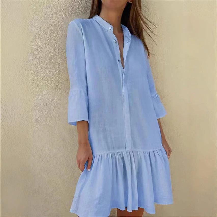 Damen Hemdkleid mit Rüschen Sovae