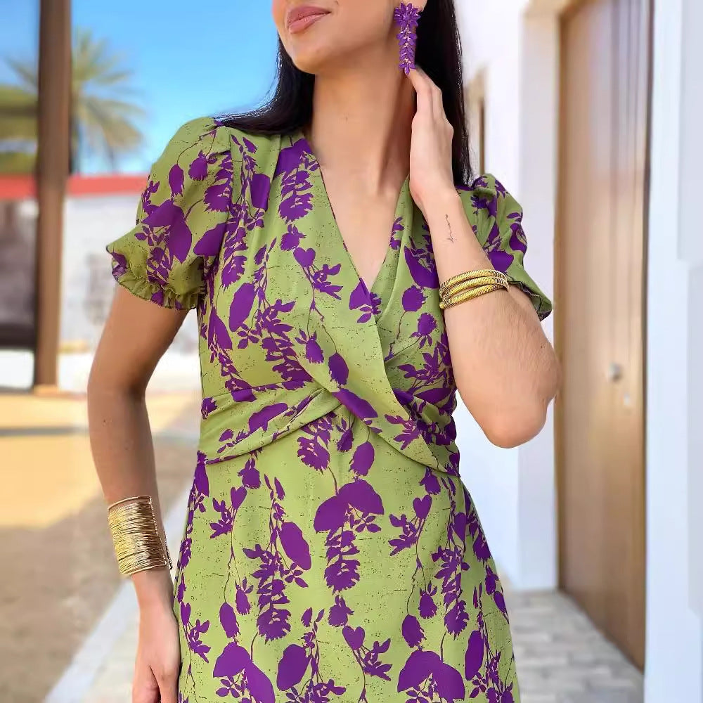 Damen Midikleid mit floralen Applikationen Sovae