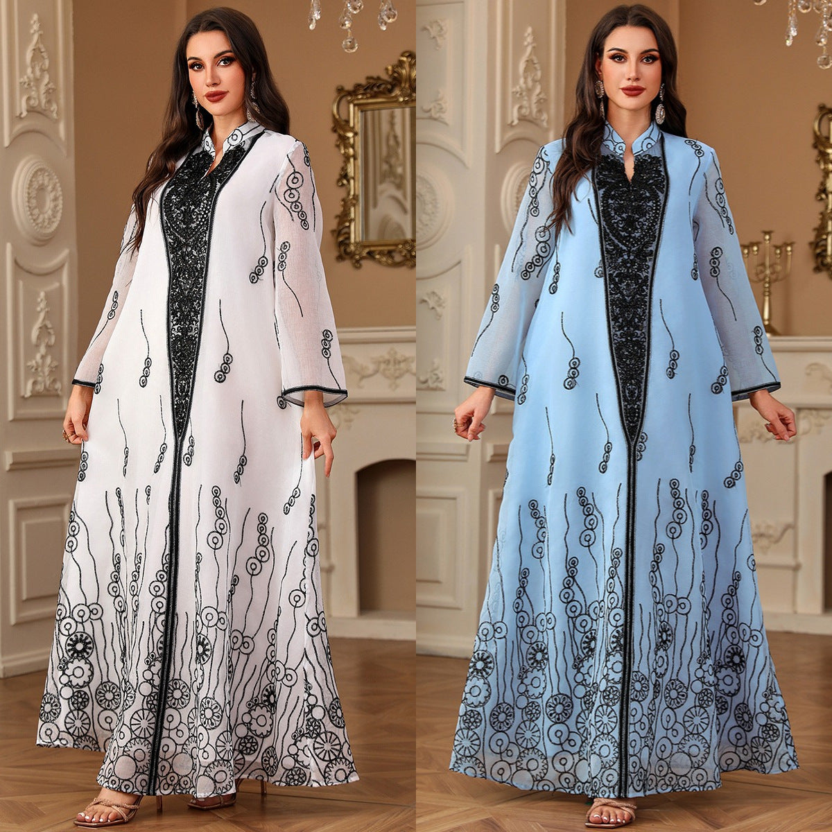 Damen Elegantes Maxikleid mit kunstvoller Bestickung Sovae