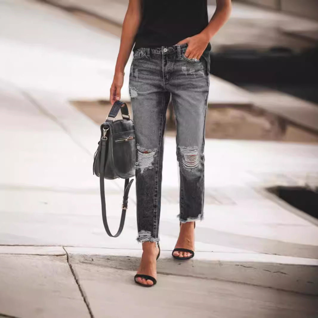 Damen Relaxed Fit Jeans im Destroyed-Look Sovae