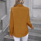 Damen klassische Bluse mit Knopfleiste Sovae