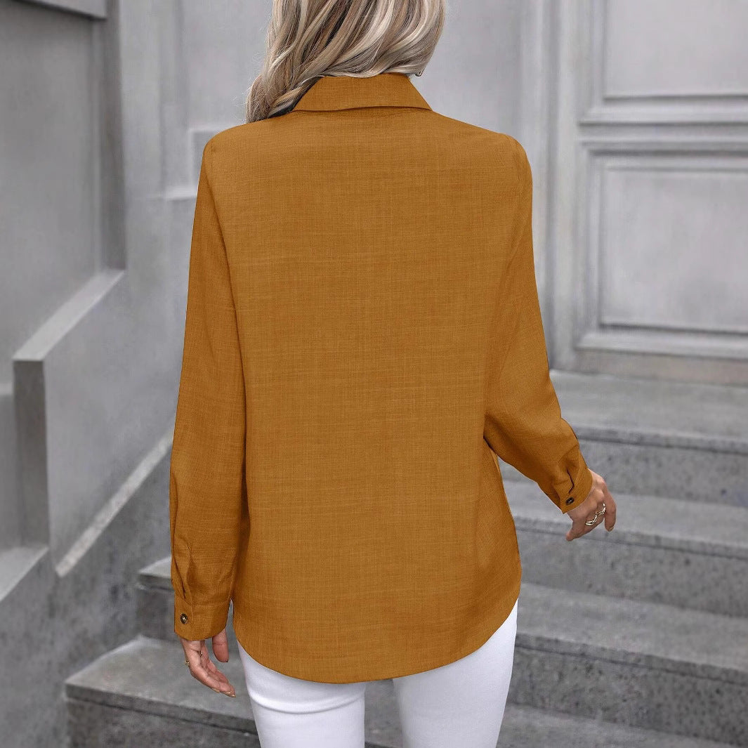 Damen klassische Bluse mit Knopfleiste Sovae