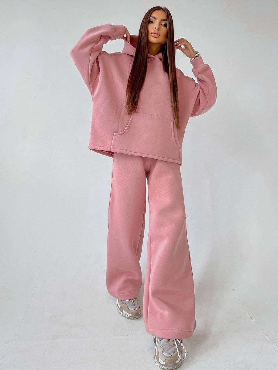 Damen lässiges und modisches Sweatpants-Set mit oversized Kapuzenpullover Sovae