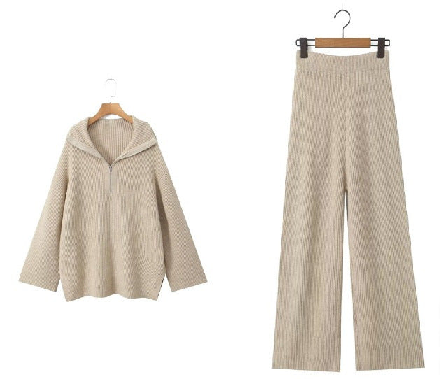 Damen lässiges Strickset mit hohem Kragen und weitem Schnitt Sovae