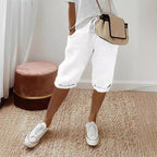 Damen lässige Leinen-Shorts mit elastischem Bund und praktischen Taschen Sovae