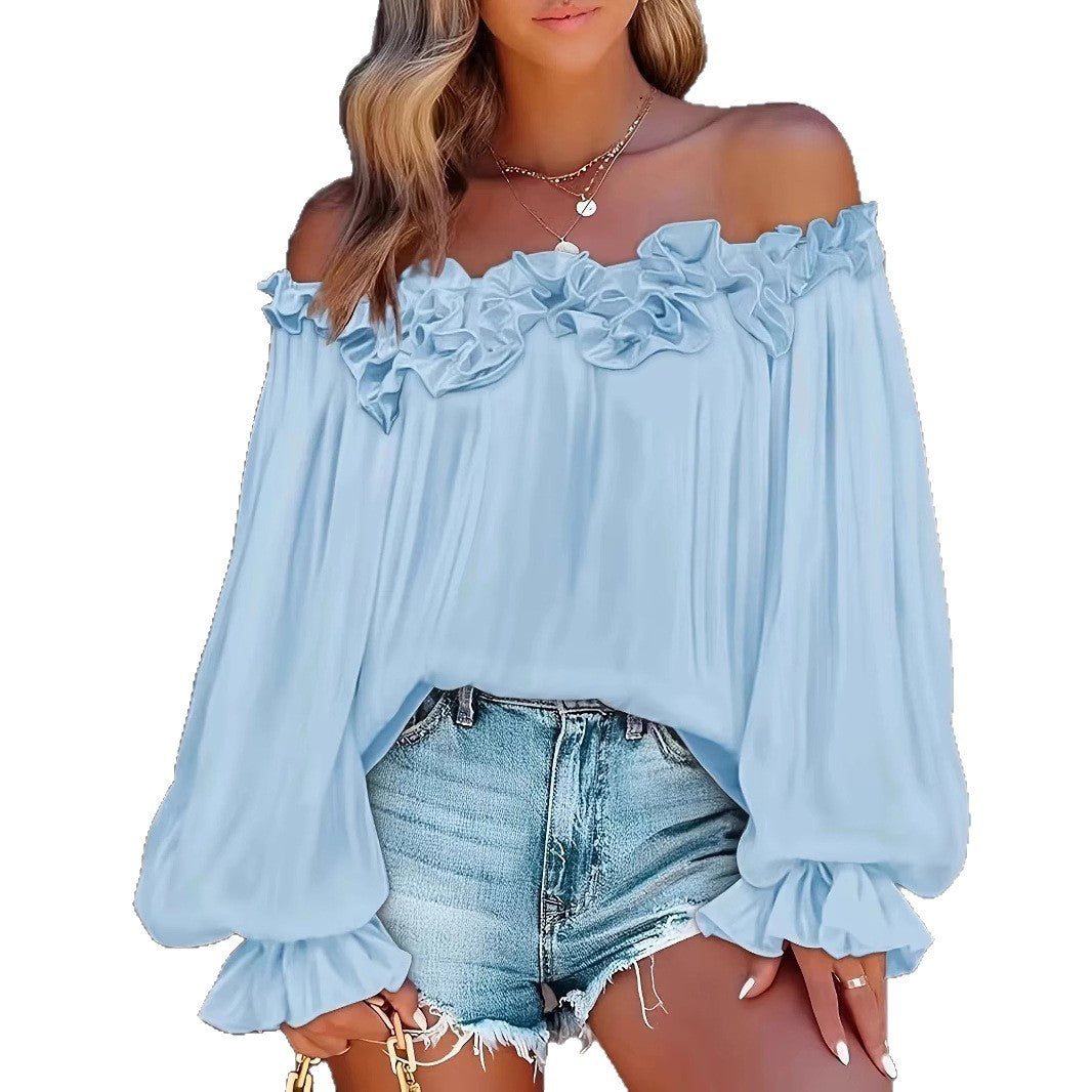 Damen Off-Shoulder Bluse mit Rüschendetail Sovae