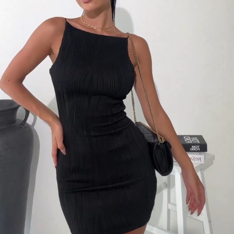 Damen figurbetontes Minikleid mit feinen Plissee-Details Sovae