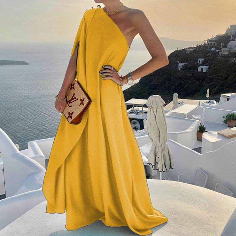 Damen asymmetrisches drapiertes Abendkleid Sovae