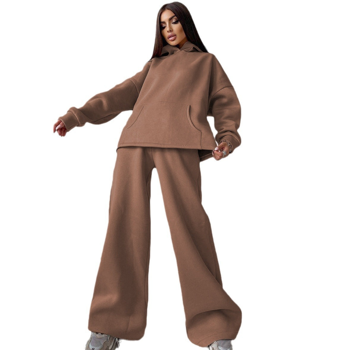 Damen Sportlicher Fleece-Zweiteiler mit weitem Schnitt Sovae