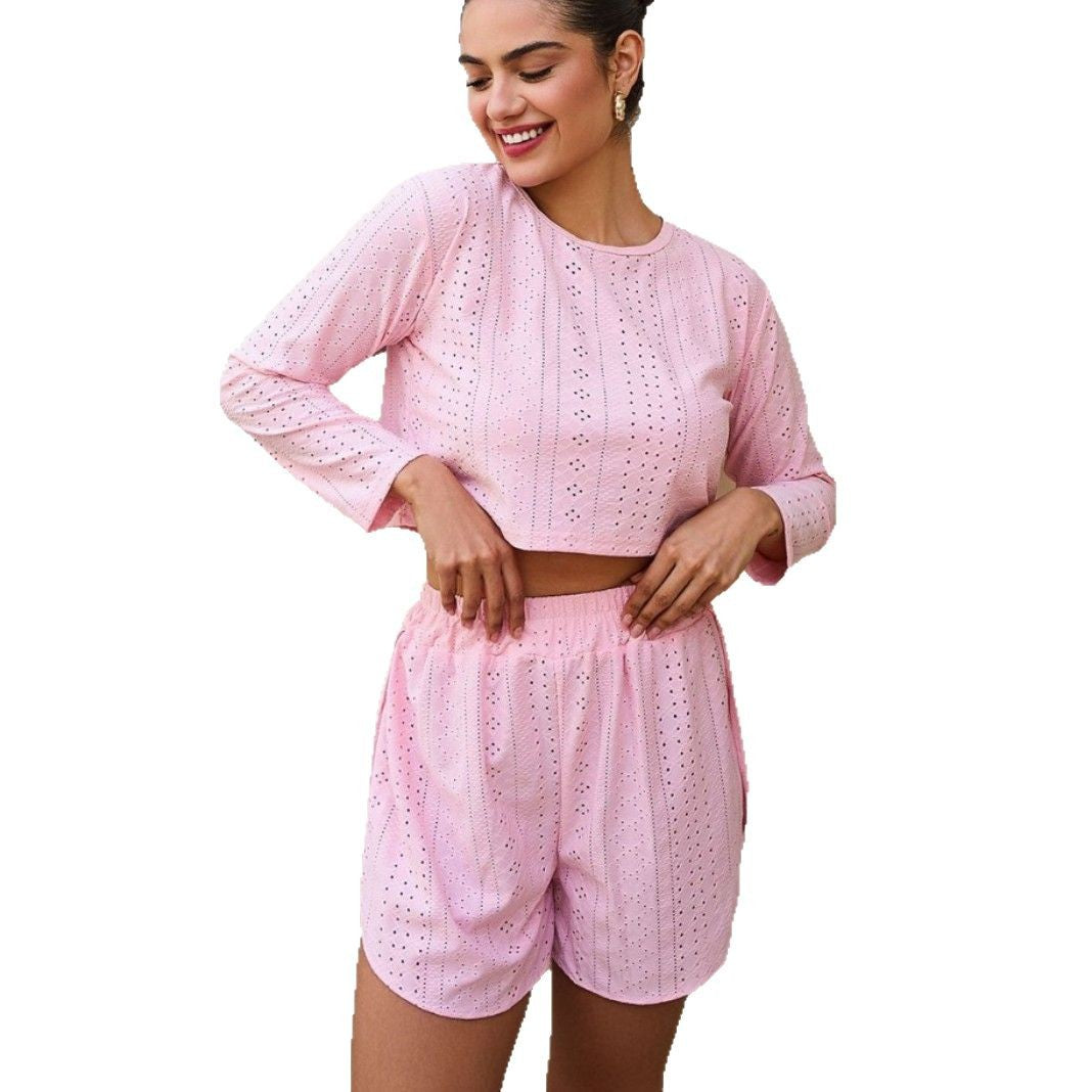 Damen gemütliches Loungewear-Set mit dekorativem Strukturdesign Sovae