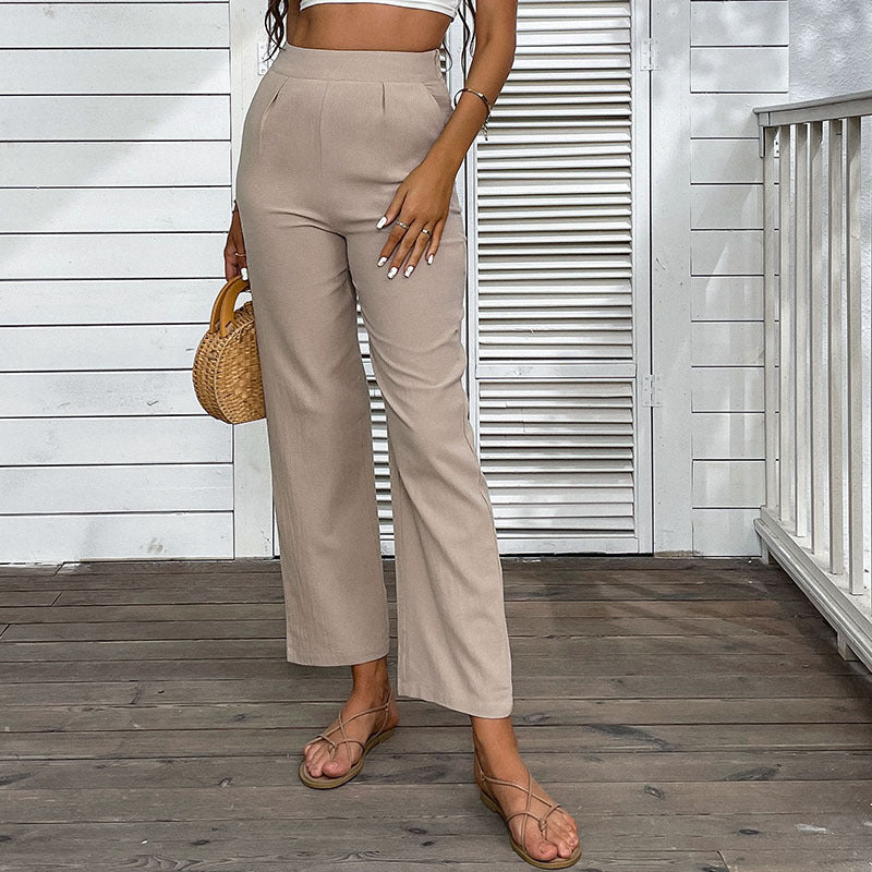 Damen elegante und bequeme Leinenhose Sovae