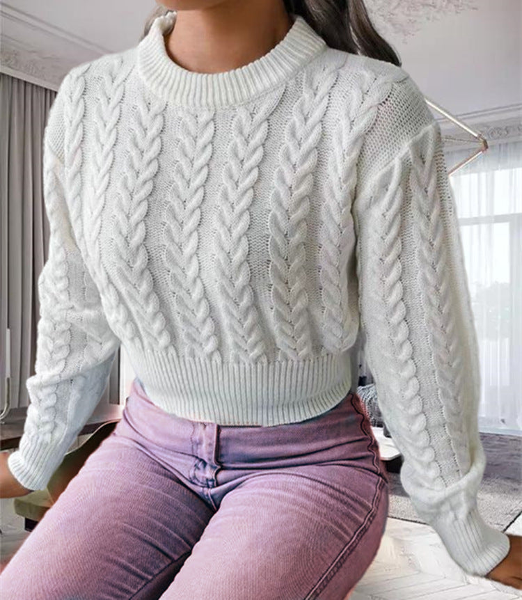 Damen Strickpullover mit Zopfmuster Sovae