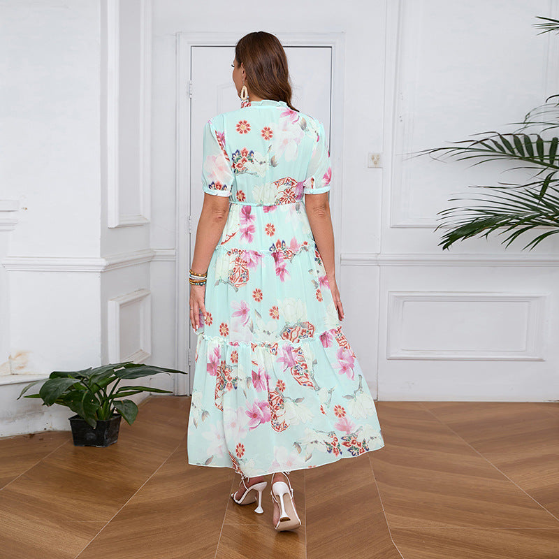 Damen Sommerliches Maxikleid mit fließendem Schnitt und gesticktem Blumenmotiv Sovae
