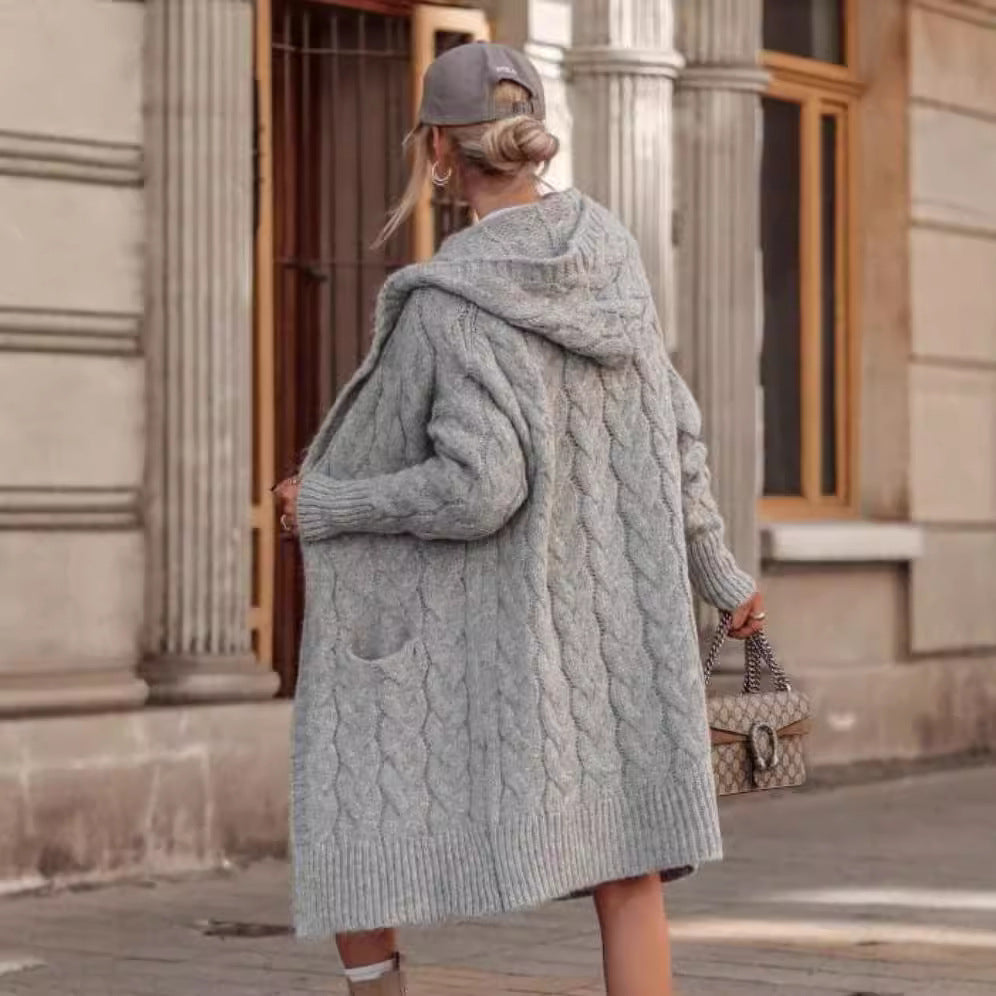 Damen Grobstrickkarte mit eleganter Maschenstruktur und praktischen Taschen Sovae