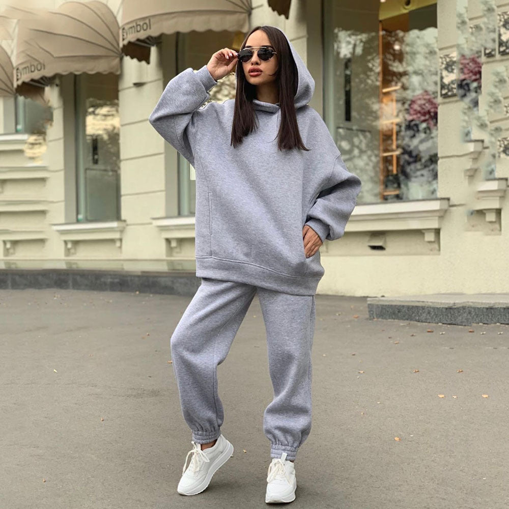 Damen Freizeit-Hoodie-Set mit elastischem Bund und praktischen Taschen Sovae