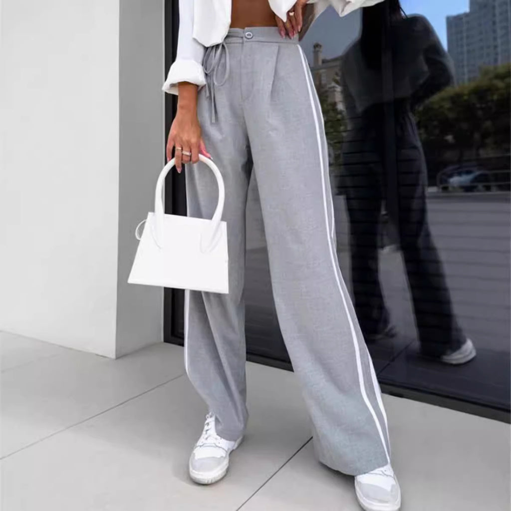 Damen lässige Freizeithose mit praktischem Bindegürtel Sovae