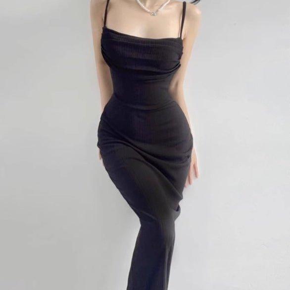 Damen Elegantes Maxikleid mit herausragendem Drapierungsdesign und schickem Spaghetti-Träger Sovae