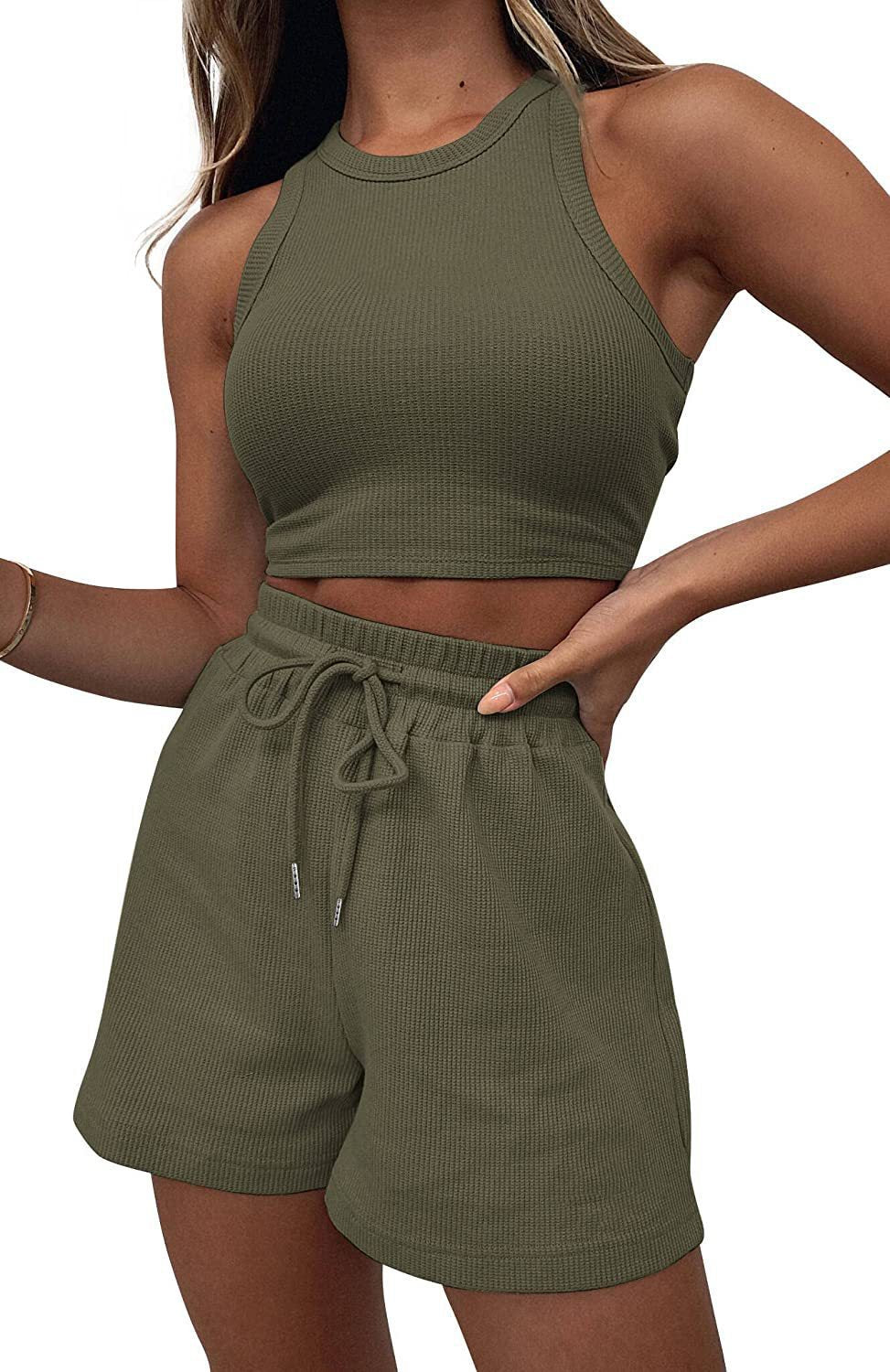 Damen Sportliches Crop-Top und Shorts Set Sovae
