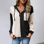 Damen lässiger Hoodie mit Kontrast-Details und Kapuze Sovae