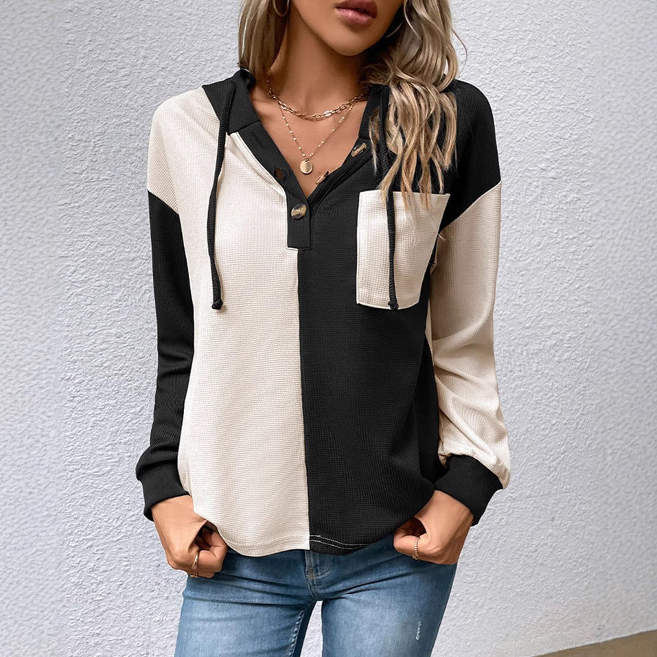 Damen lässiger Hoodie mit Kontrast-Details und Kapuze Sovae