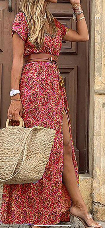 Damen maxikleid mit verspieltem Paisleymuster Sovae
