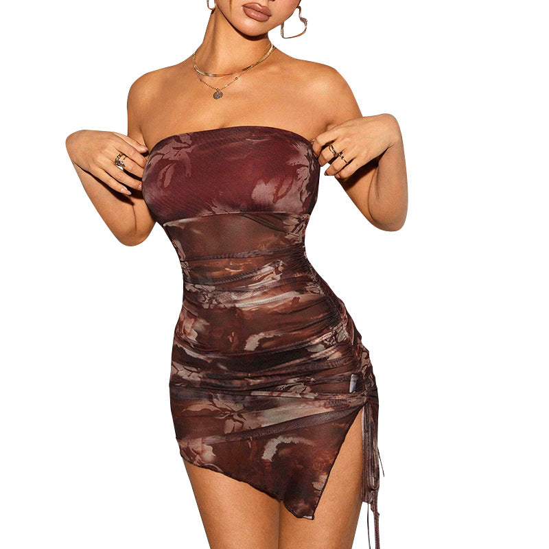 Damen Pailletten Minikleid mit raffiniertem Wickeldesign Sovae